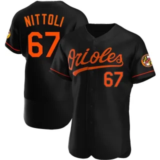 Authentic Men's Vinny Nittoli Baltimore Orioles Alternate Jersey - Black